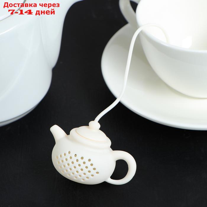 Ситечко для чая Доляна "Чайник", 5,5 см, цвет белый - фото 1 - id-p226926173