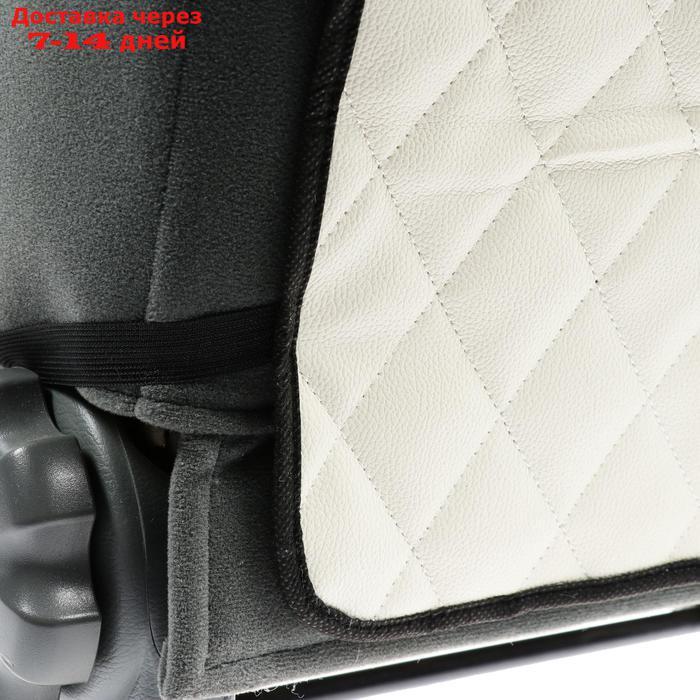 Защитная накидка на переднее сиденье, размер 40×60, экокожа, стеганная, белая - фото 3 - id-p226941992
