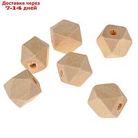 Бусины деревянные многогранники 10х10 мм (набор 6 шт) без покрытия