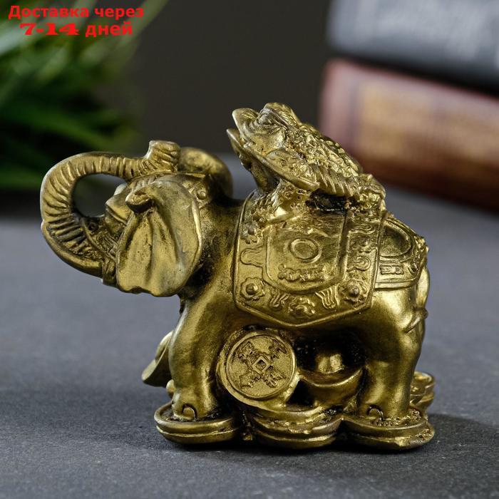 Статуэтка "Слон на деньгах" состаренное золото, 7см - фото 2 - id-p226944247