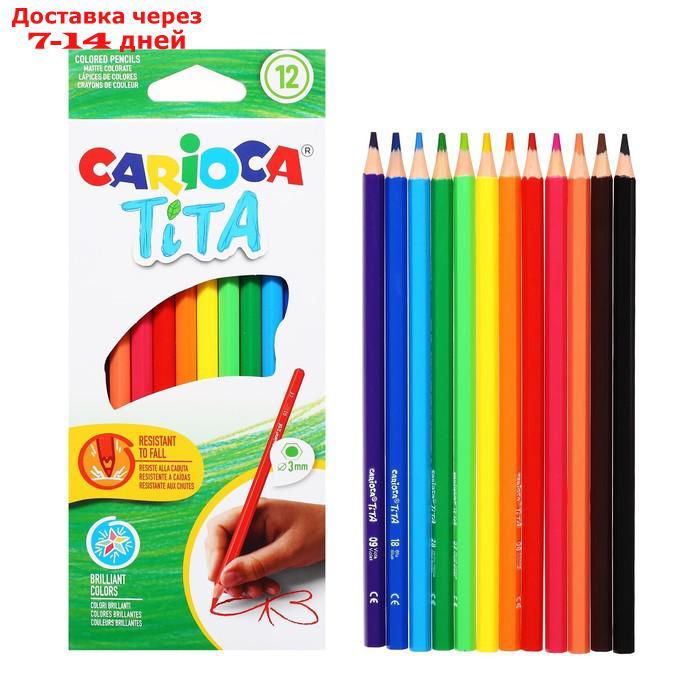 Карандаши 12 цветов Carioca Tita, грифель 3.0 мм, шестигранные, пластиковые - фото 1 - id-p226944264