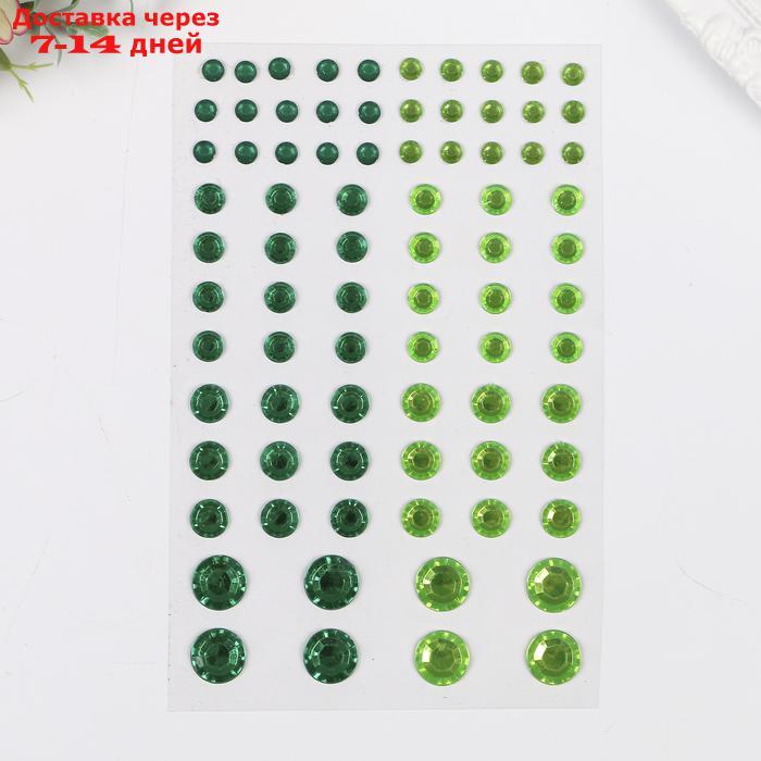 Стразы самоклеящиеся "Круглые", 6-15 мм, 80 шт., зеленые/салатовые, на подложке - фото 2 - id-p226937608