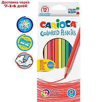 Карандаши 12 цветов Carioca, шестигранные, в картонной коробке