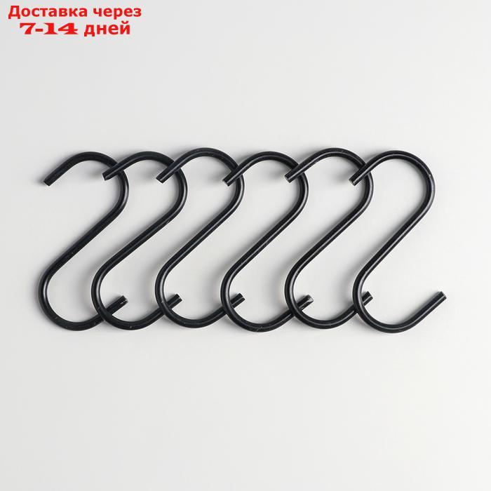 Набор крючков для рейлинга Доляна, d=2,2 см, 7 см, 6 шт, цвет чёрный - фото 1 - id-p226922390