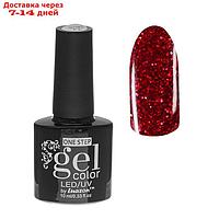 Гель-лак для ногтей, 216-187-37, однофазный, LED/UV, 10мл, цвет 216-187-37 красный с блёстками
