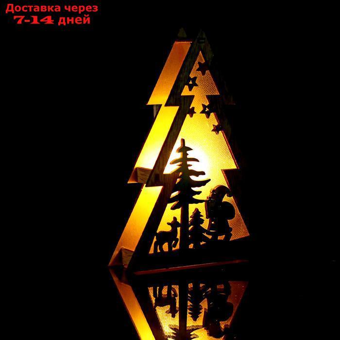 Новогодний световой декор настольный "Ёлка и дед мороз" 15×11×2 см - фото 4 - id-p226948691