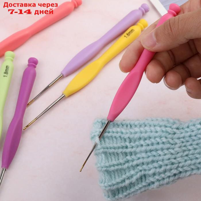 Набор крючков для вязания, с пластиковой ручкой, d = 0,8-2 мм, 8 шт, цвет МИКС - фото 4 - id-p226934082
