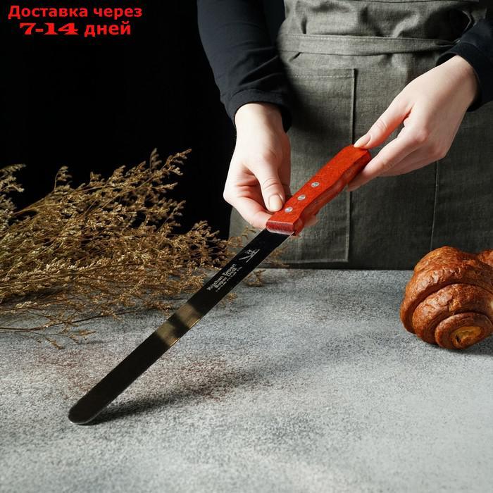 Нож для бисквита, ровный край, ручка дерево, рабочая поверхность 25 см ("10") - фото 5 - id-p226926885