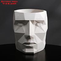 Кашпо полигональное "Голова", цвет белый, 11 × 13 см