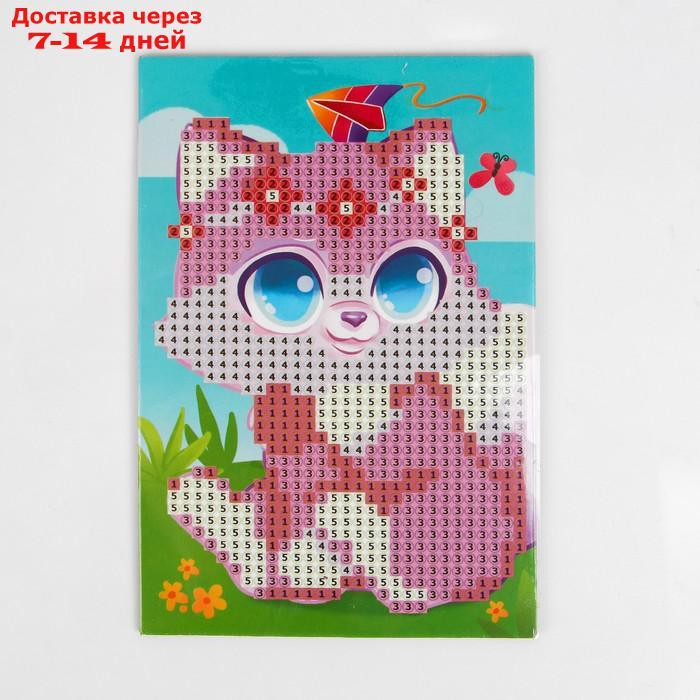 Алмазная мозаика для детей "Милый котик", 10 х 15 см. Набор для творчества - фото 2 - id-p226915708
