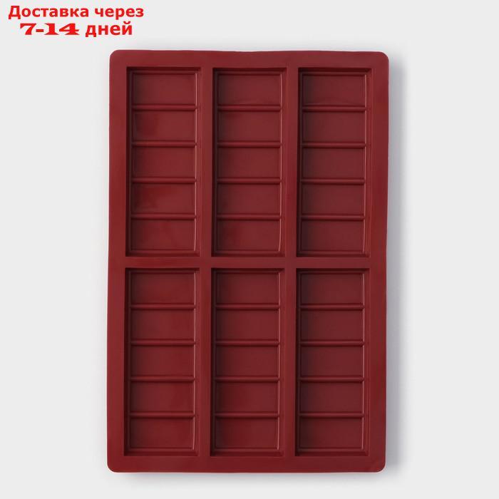 Форма для шоколада "Плитка", 26×17×1,5 см, 6 ячеек (11,3×4,4 см), цвет шоколадный - фото 2 - id-p226926920