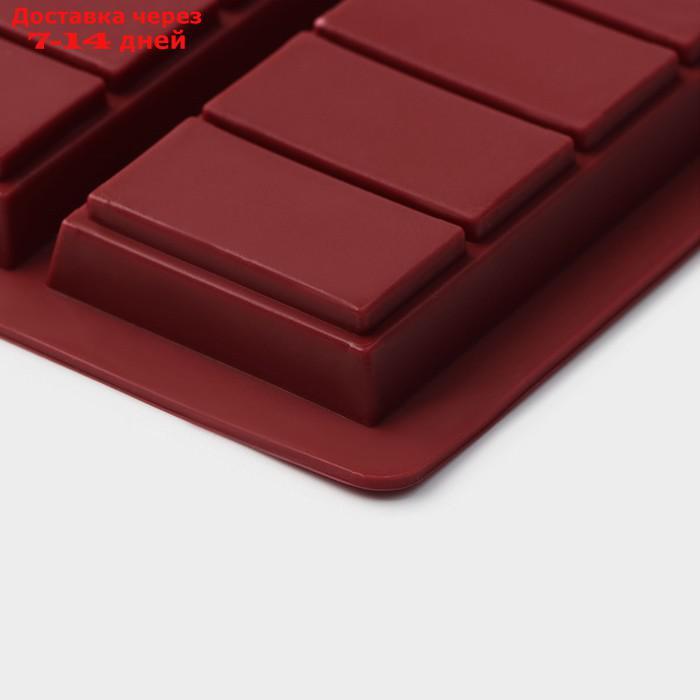 Форма для шоколада "Плитка", 26×17×1,5 см, 6 ячеек (11,3×4,4 см), цвет шоколадный - фото 4 - id-p226926920