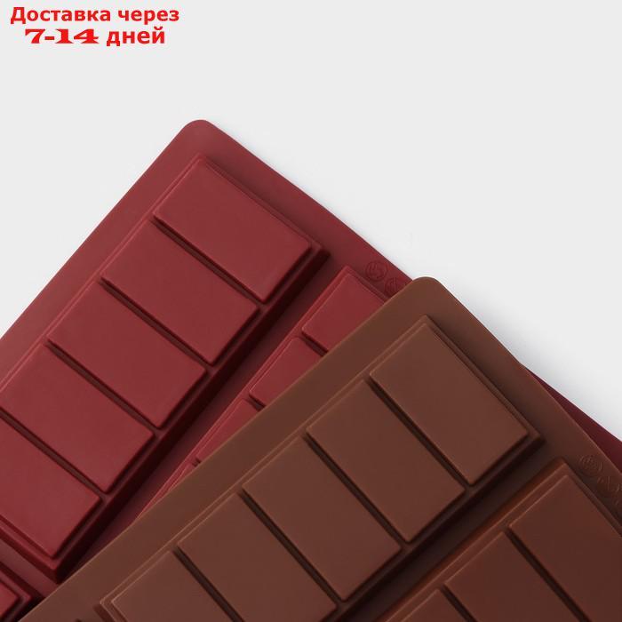 Форма для шоколада "Плитка", 26×17×1,5 см, 6 ячеек (11,3×4,4 см), цвет шоколадный - фото 5 - id-p226926920