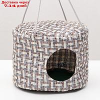 Подвесной дом для грызунов круглый, мебельная ткань, флис, 20 х 15 см, микс цветов