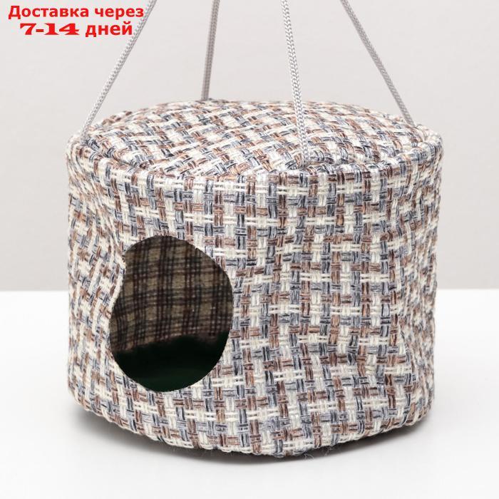 Подвесной дом для грызунов круглый, мебельная ткань, флис, 20 х 15 см, микс цветов - фото 3 - id-p226949141