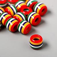Набор бусин для творчества пластик "Полосатый цилиндр с красным" набор 20 шт 1х1,2х1,2 см