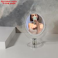 Зеркало настольное "Палитра", двустороннее, с увеличением, d зеркальной поверхности 10,5 см, цвет прозрачный