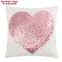 Чехол на подушку Этель "Сердце" цв. розовый,40 х 40 см, велюр