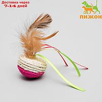 Игрушка-неваляшка из сизаля с перьями и лентами, 5,3 х 9,5 см, микс цветов