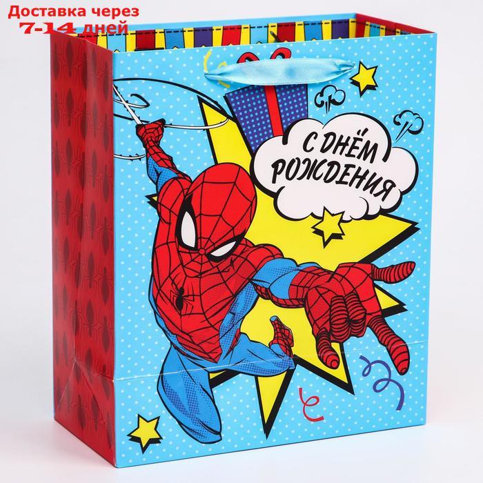 Пакет ламинат вертикальный "С Днем Рождения!", Человек-паук, 23х27х11,5 см - фото 2 - id-p226936374