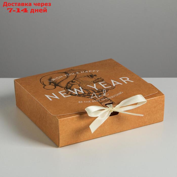 Складная коробка подарочная "Новый год", 20 × 18 × 5 см - фото 1 - id-p226945679