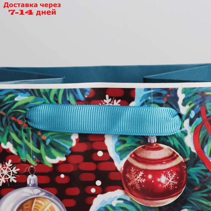 Пакет под бутылку крафтовый "Чудес в новогоднюю ночь", 13 × 36 × 10 см - фото 2 - id-p226943745