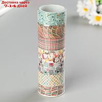 Клейкие WASHI-ленты для декора "Микс №3", 15 мм х 3 м (набор 7 шт) рисовая бумага