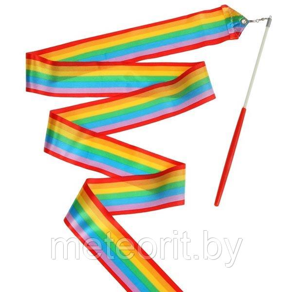 Лента гимнастическая с палкой 2м, цвет радуга