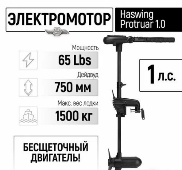 Электромотор лодочный Haswing Protruar 1.0 12V 65 lbs - фото 1 - id-p196788999