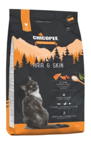 Сухой корм для кошек Chicopee HNL HAIR&SKIN (для красоты шерсти) 8 кг - фото 1 - id-p220288624