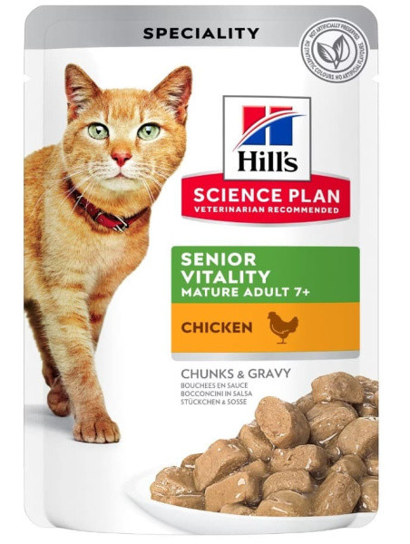 Влажный корм для пожилых кошек Hill's Science Plan Senior Vitality (курица) 85 гр. - фото 1 - id-p223626131