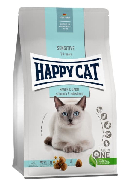 Сухой корм для кошек Happy Cat Sensitive Magen&Darm (утка, рис) 1.3 кг - фото 1 - id-p219481672
