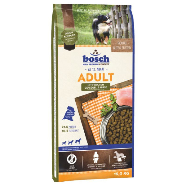 Сухой корм для собак Bosch Adult (птица с просо) 3 кг - фото 1 - id-p220288508