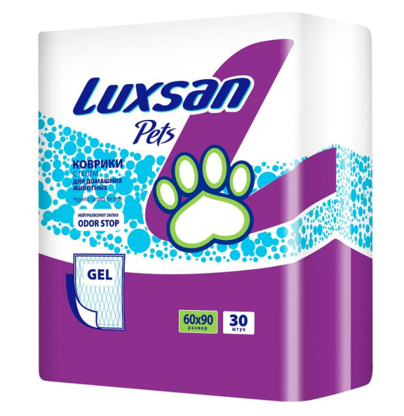 Пеленки для животных LUXSAN Premium GEL 60х90 см, 30 шт - фото 1 - id-p220289679