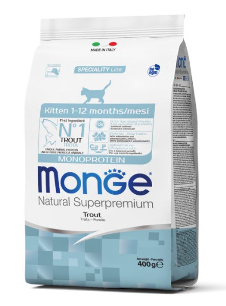 Сухой корм для котят Monge Monoprotein Kitten (форель) 1.5 кг - фото 1 - id-p224821730