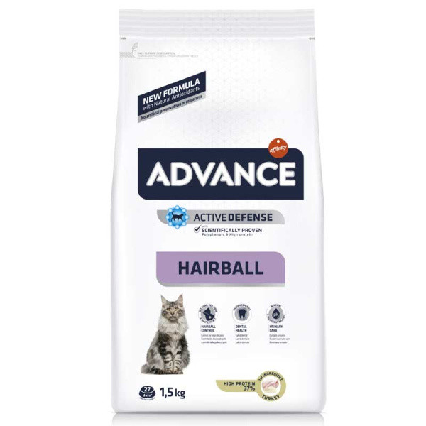 Сухой корм для кошек Advance Cat Adult Hairball (индейка и рис) 1.5 кг - фото 1 - id-p224821686