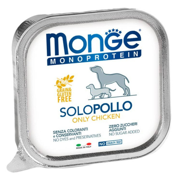 Паштет для собак Monge Dog Monoprotein Adult Chicken (курица) 150 гр - фото 1 - id-p220611351