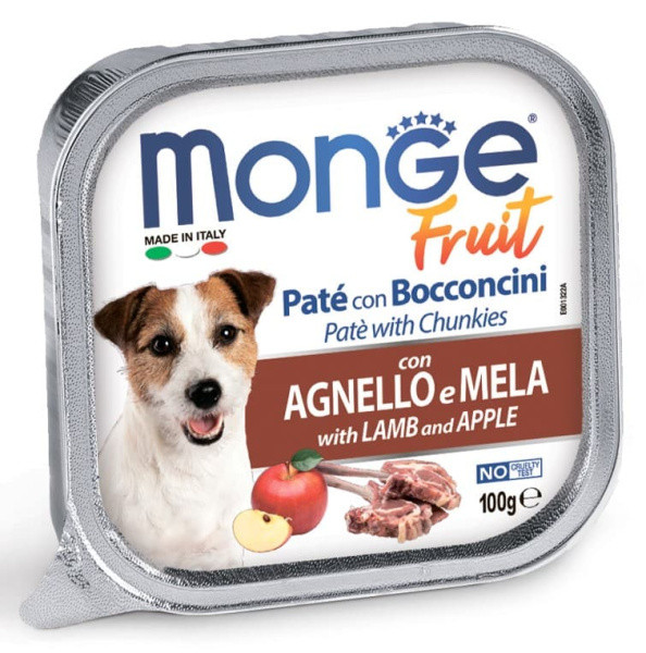 Паштет для собак Monge Fruit Dog Adult (ягненок, яблоко) 100 гр - фото 1 - id-p221597581