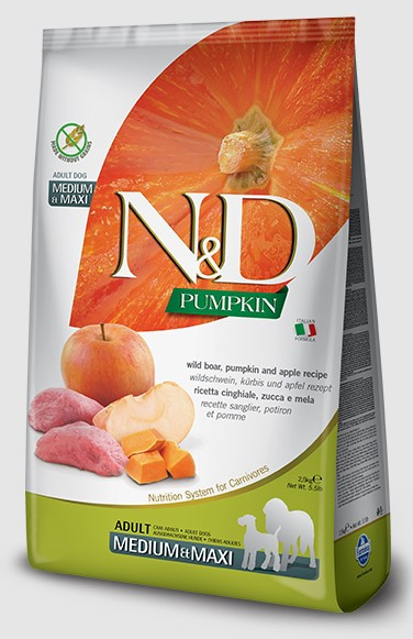 Сухой корм для собак Farmina N&D GF Pumpkin Boar & Apple Adult Medium & Maxi (кабан, тыква, яблоко) 2.5 кг - фото 1 - id-p219459863