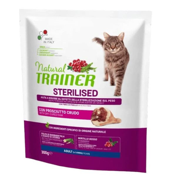 Сухой корм для стерилизованных кошек Trainer Natural Adult Sterilised (ветчина) 0.3 кг - фото 1 - id-p224821789
