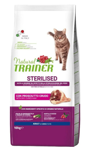 Сухой корм для стерилизованных кошек Trainer Natural Adult Sterilised (ветчина) 10 кг - фото 1 - id-p224821791