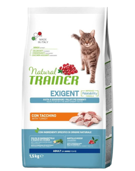 Сухой корм для привередливых кошек Trainer Natural Adult Exigent (белое мясо) 1.5 кг - фото 1 - id-p224821795
