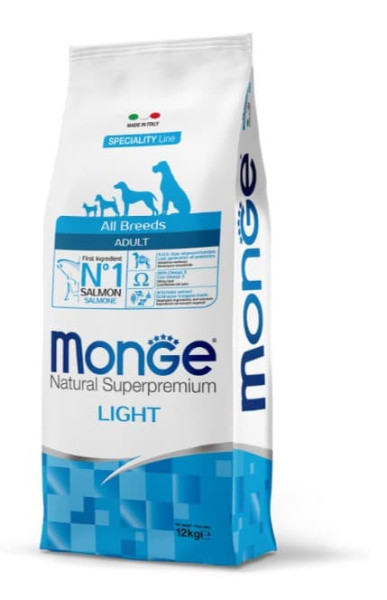Сухой корм для собак Monge Dog Speciality Light Adult All Breeds (лосось, рис) 12 кг - фото 1 - id-p223626184