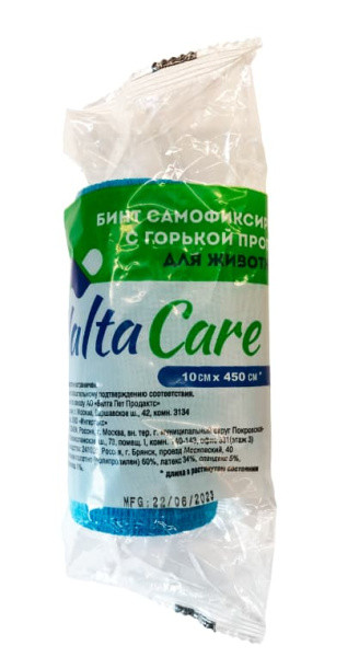 Бинт самофиксирующийся c горьким вкусом Valta Care Premium 10х450 см, голубой - фото 1 - id-p220289608