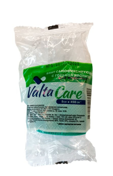 Бинт самофиксирующийся c горьким вкусом Valta Care Premium 5х450 см, зеленый - фото 1 - id-p220289609