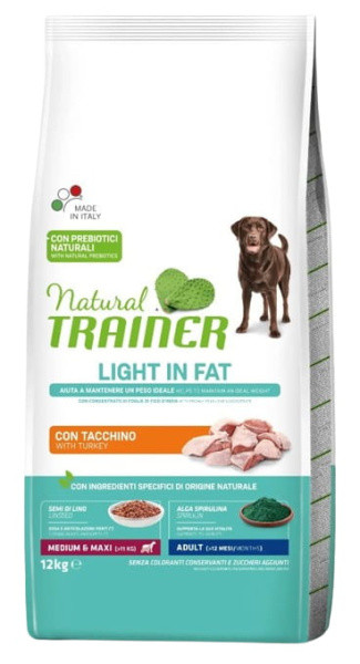 Сухой корм для собак Trainer Natural Light in Fat Medium&Maxi Adult (индейка) 12 кг - фото 1 - id-p224821811