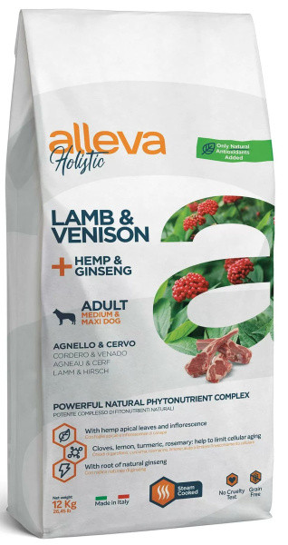 Сухой корм для собак Alleva Holistic Adult Medium/Maxi Lamb & Venison с ягненком и олениной 12 кг - фото 1 - id-p219459935