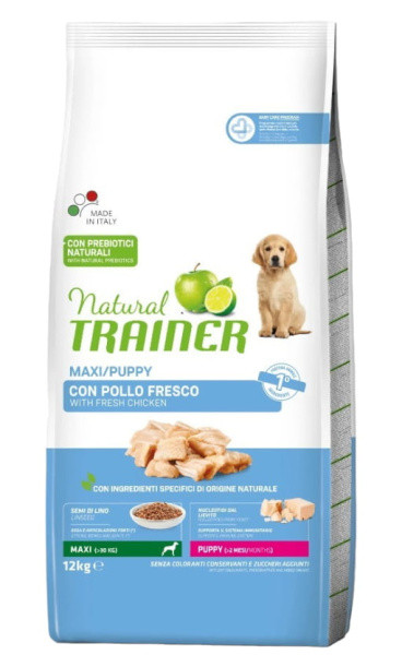 Сухой корм для щенков крупных пород Trainer Natural Puppy Maxi (курица) 12 кг - фото 1 - id-p224821827