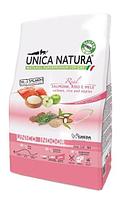 Сухой корм для кошек Unica Natura Unico Indoor (Лосось, рис, яблоко) 350 гр