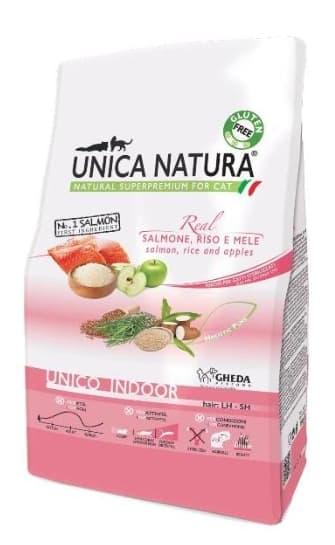 Сухой корм для кошек Unica Natura Unico Indoor (Лосось, рис, яблоко) 350 гр - фото 1 - id-p224821610